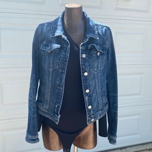 Distressed button down Jean jacket
